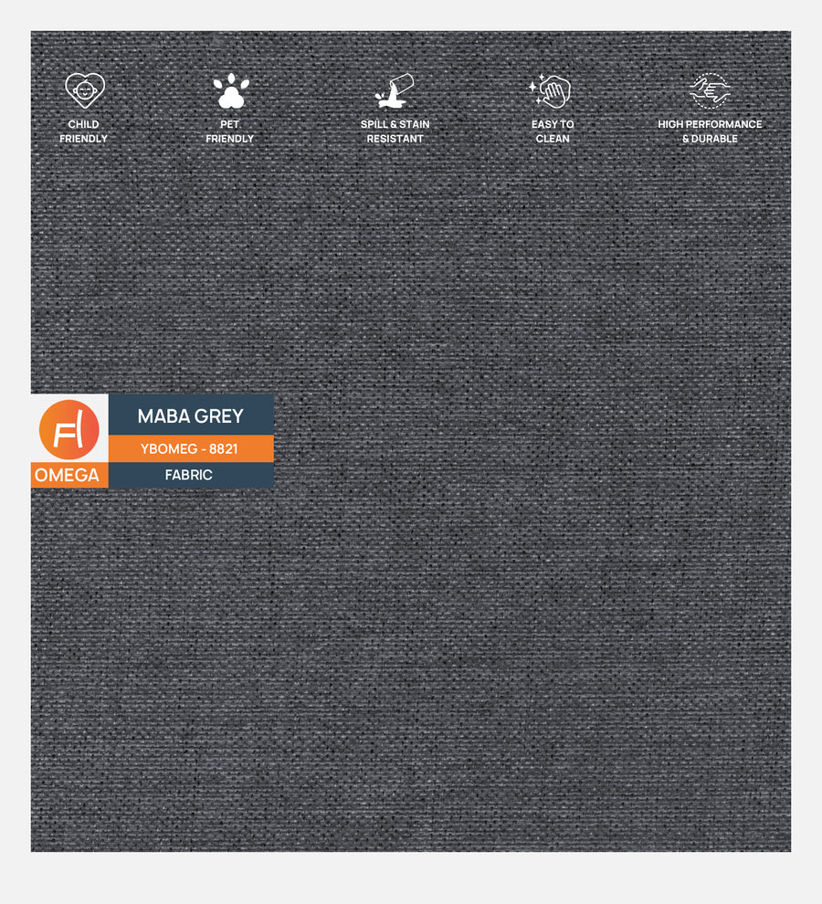 Ribby Fabric 1 Seater Sofa In Maba Grey Colour - Febonic Living