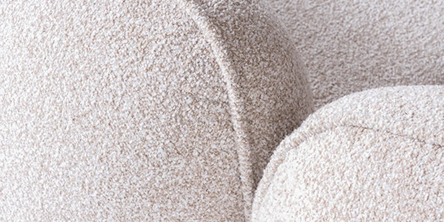 Madox Boucle Fabric 4 Seater Curved Sofa In Macy Grey Colour - Febonic Living