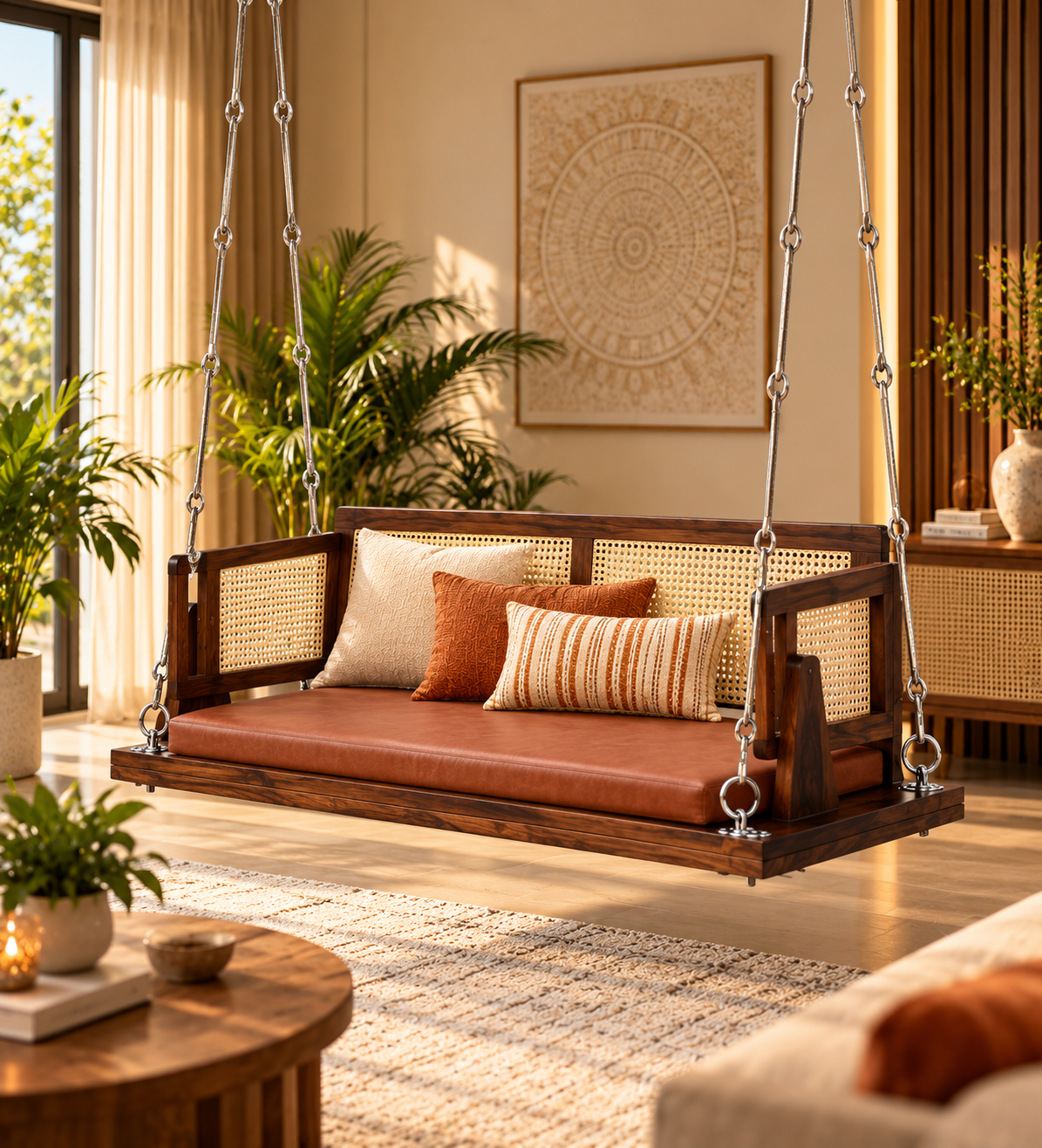 Mahane Sheesham Wood Swing In Provincial Teak Finish
