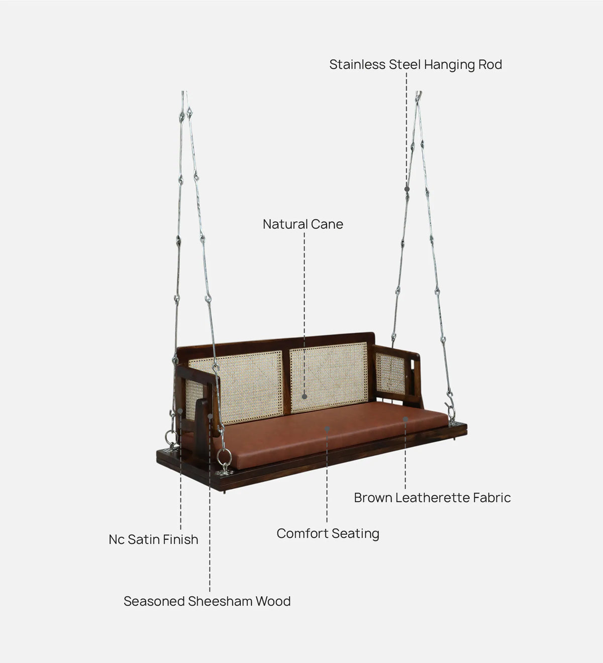 Mahane Sheesham Wood Swing In Provincial Teak Finish