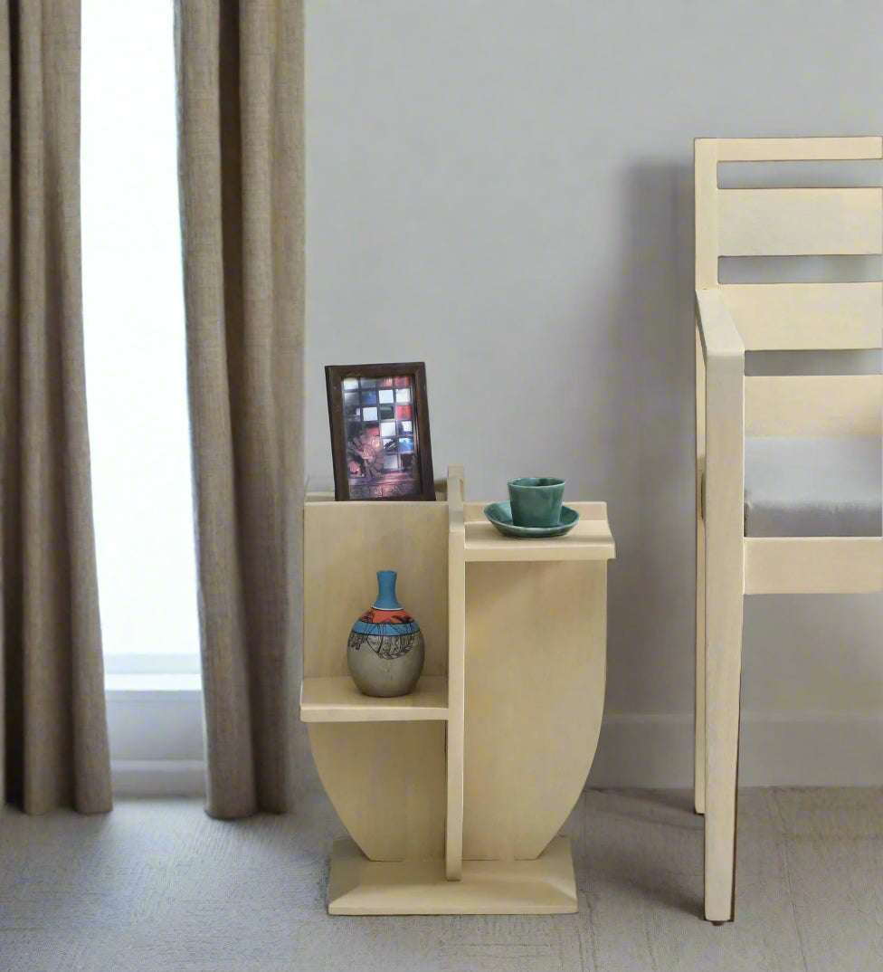 Boisen Solid Wood End Table In Gold Wash Finish - Febonic Living
