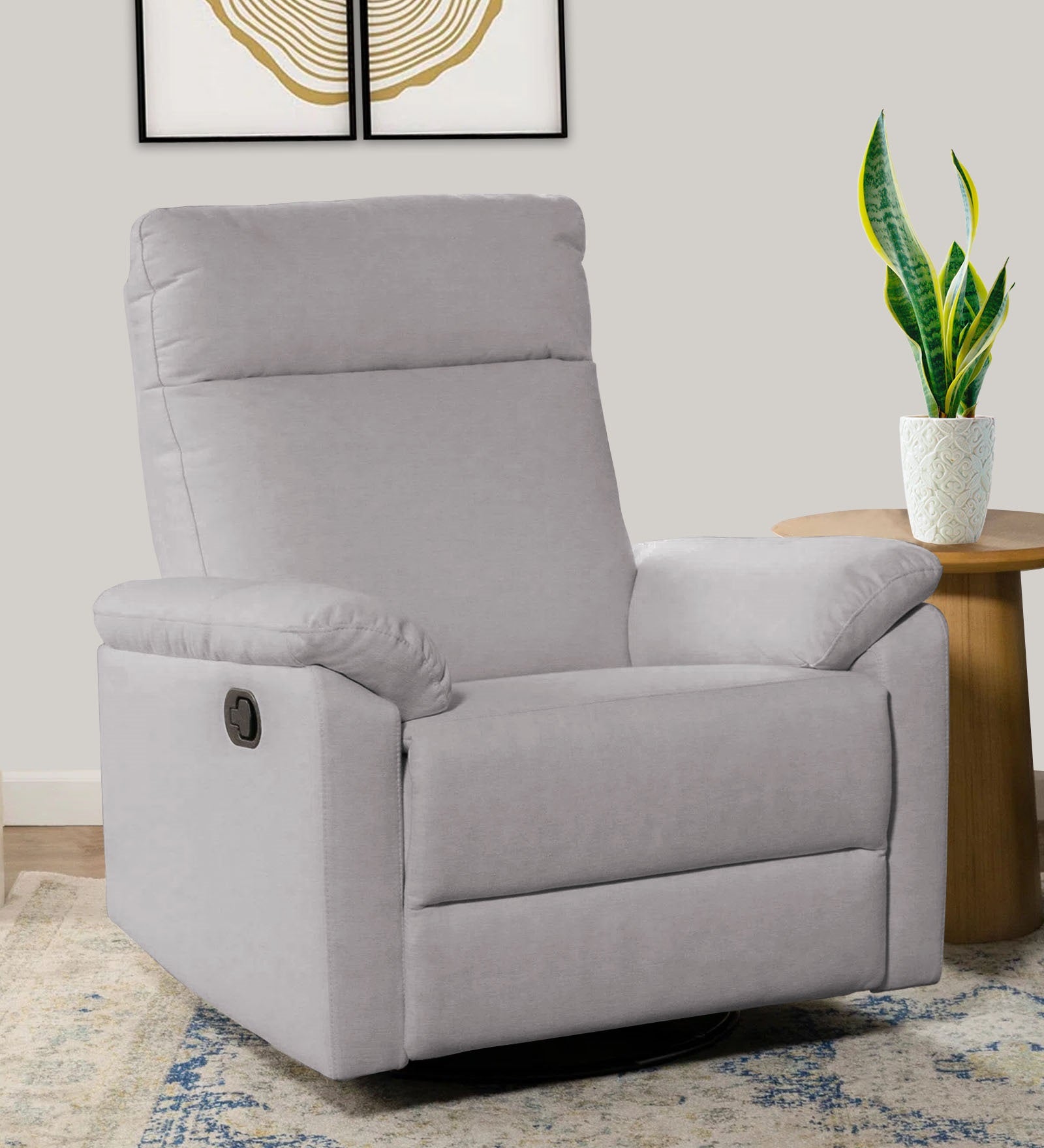 Mandy 1 Seater Motorized Fabric Recliner - Concrete Grey - Living View by Febonic Living