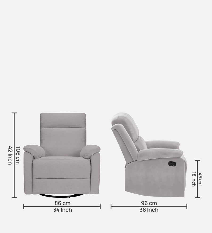 Mandy 1 Seater Motorized Fabric Recliner - Concrete Grey - Dimensions by Febonic Living