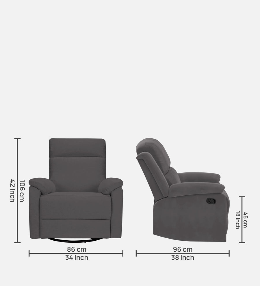 Mandy 1 Seater Motorized Fabric Recliner - Davy Grey - Dimensions by Febonic Living