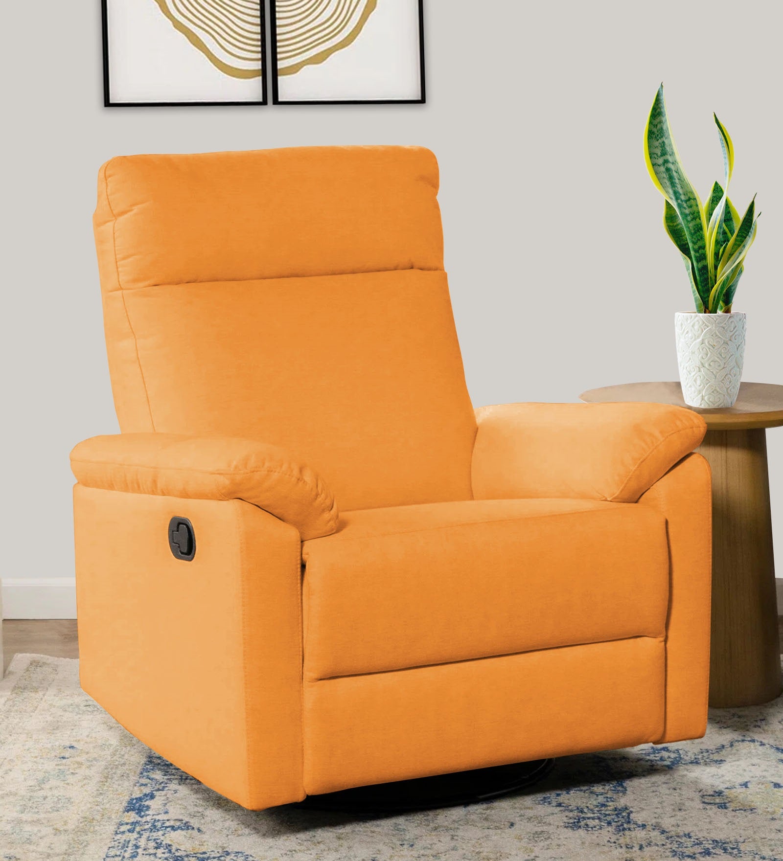Mandy 1 Seater Motorized Fabric Recliner - Tangerine Orange - Living View by Febonic Living