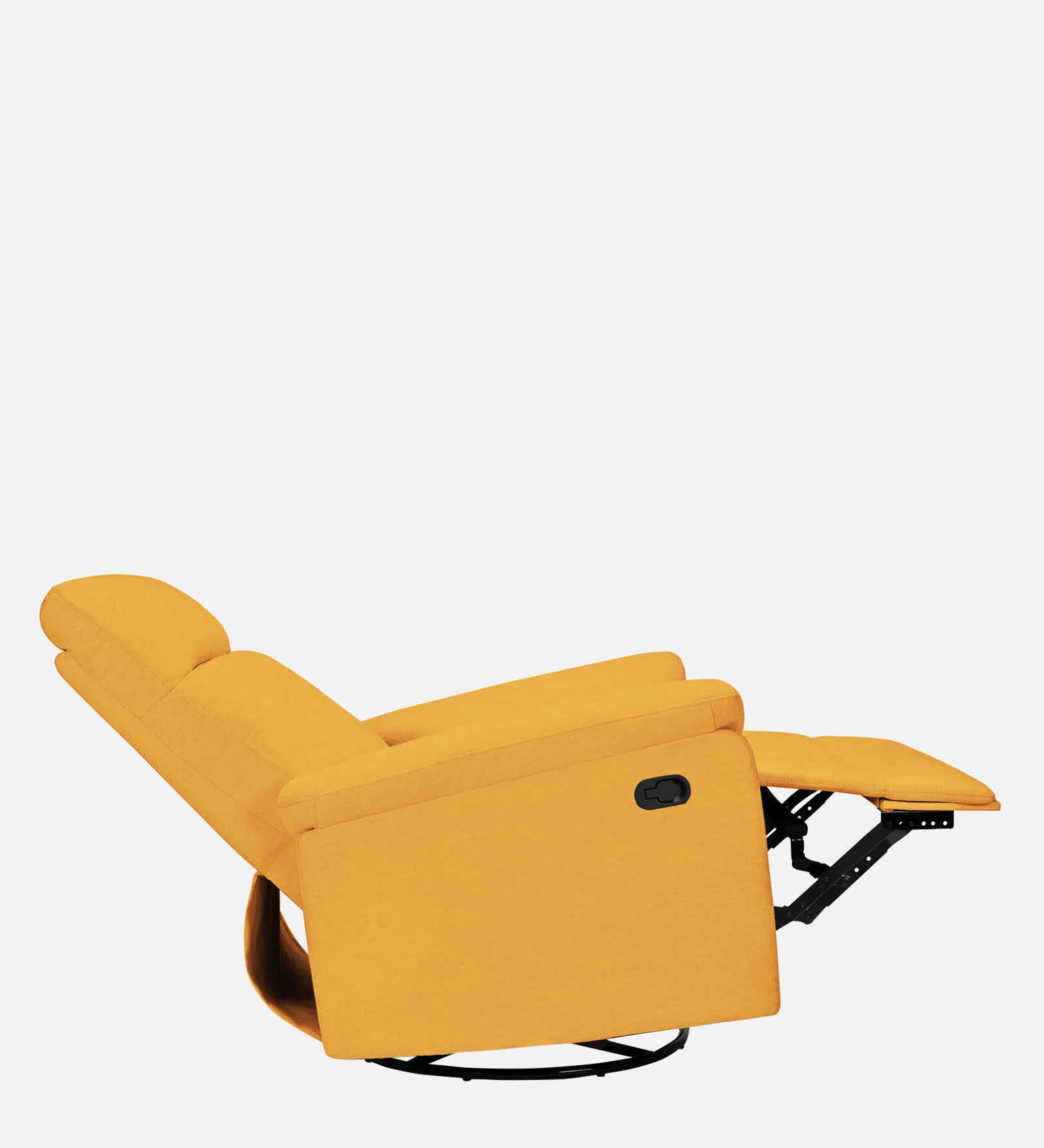 Mandy 1 Seater Motorized Fabric Recliner - Turmeric Yellow - Side Reclined View by Febonic Living