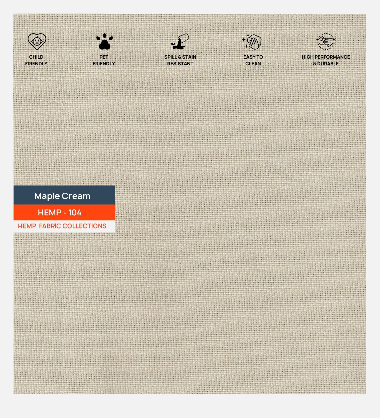 Polycotton Hemp Fabric Maple Cream 104 Code - Febonic Living