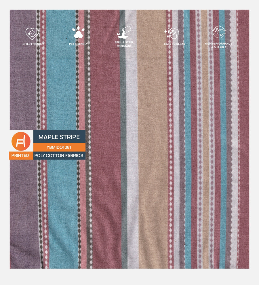 Velvet Digital Printed Fabric Maple Stripe 081 Code by Febonic Living