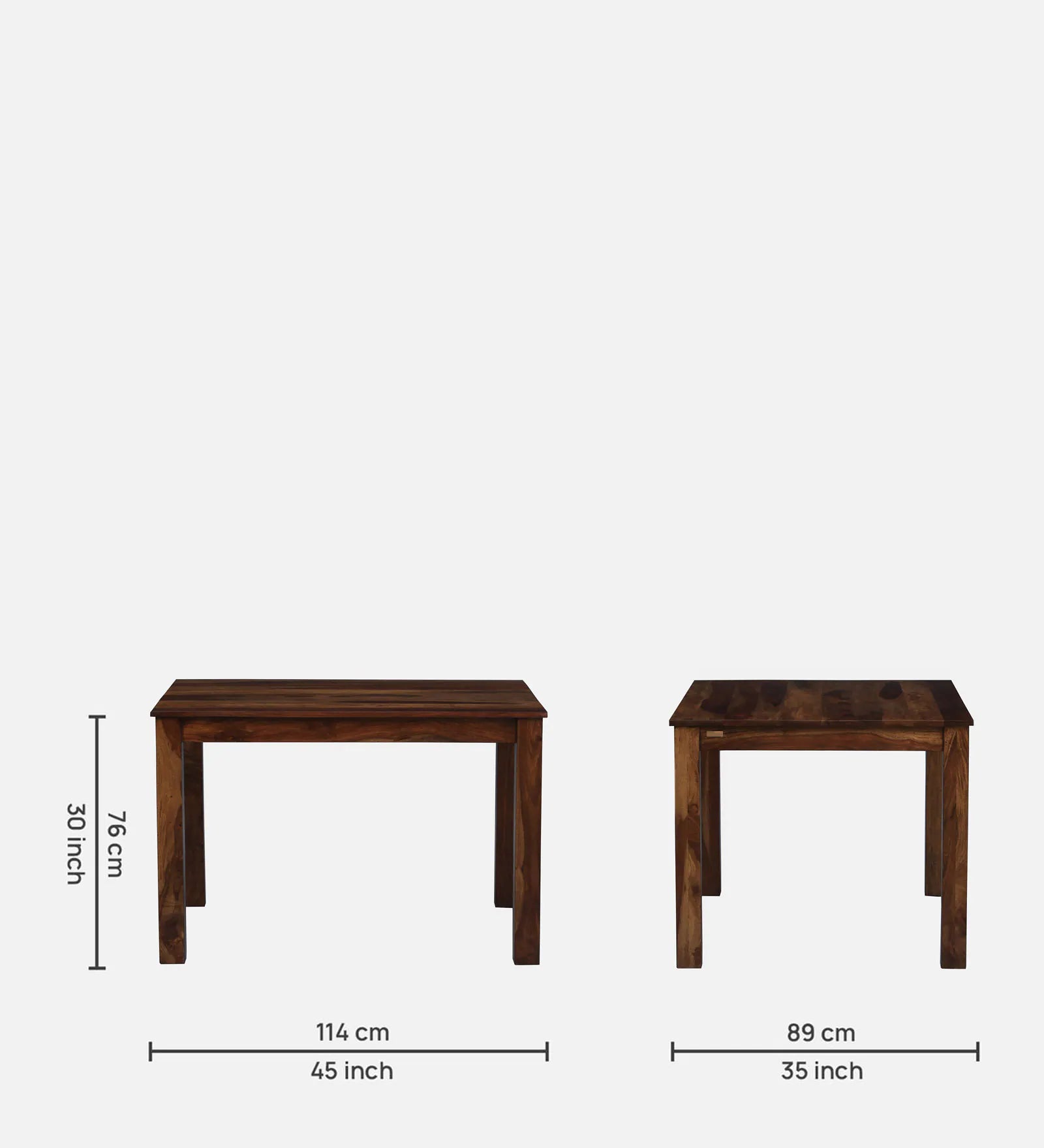 Ticky Sheesham Wood 4 Seater Dining Set In Scratch Resistant Rustic Teak Finish - Febonic Living