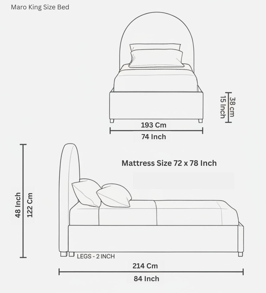 Maro  Upholstered Velvet King Size Bed - Hory Grey