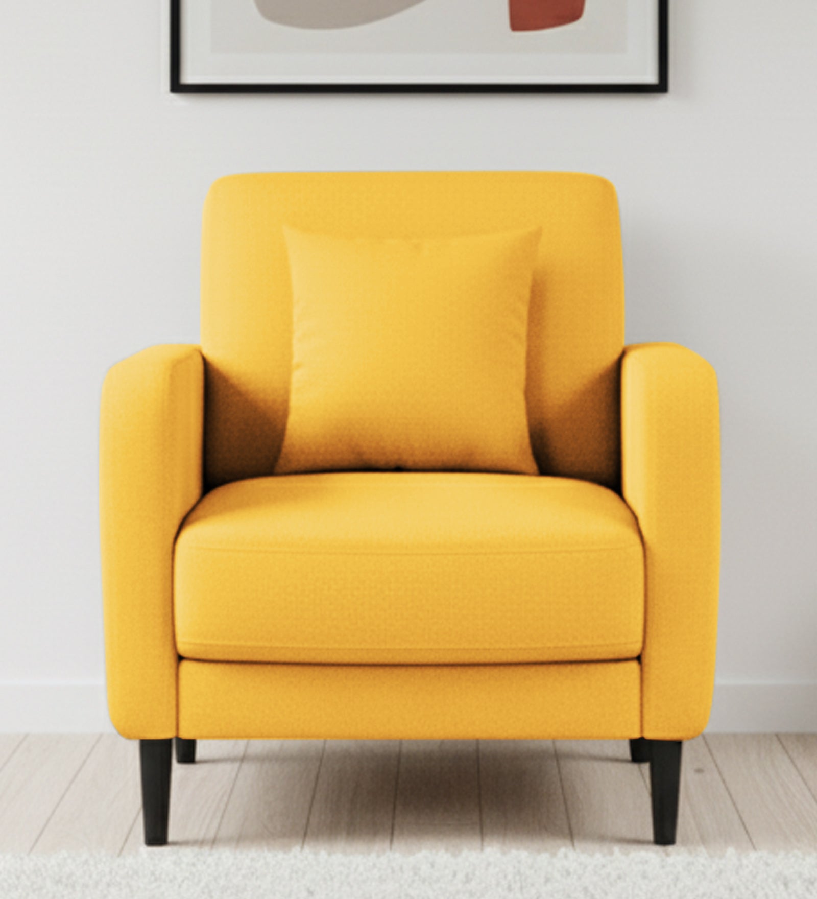 Marq Fabric 1 Seater Sofa In Bold Yellow Colour