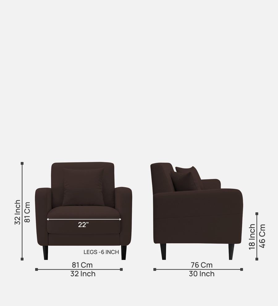 Marq Fabric 1 Seater Sofa In Coffee Brown Colour - Febonic Living
