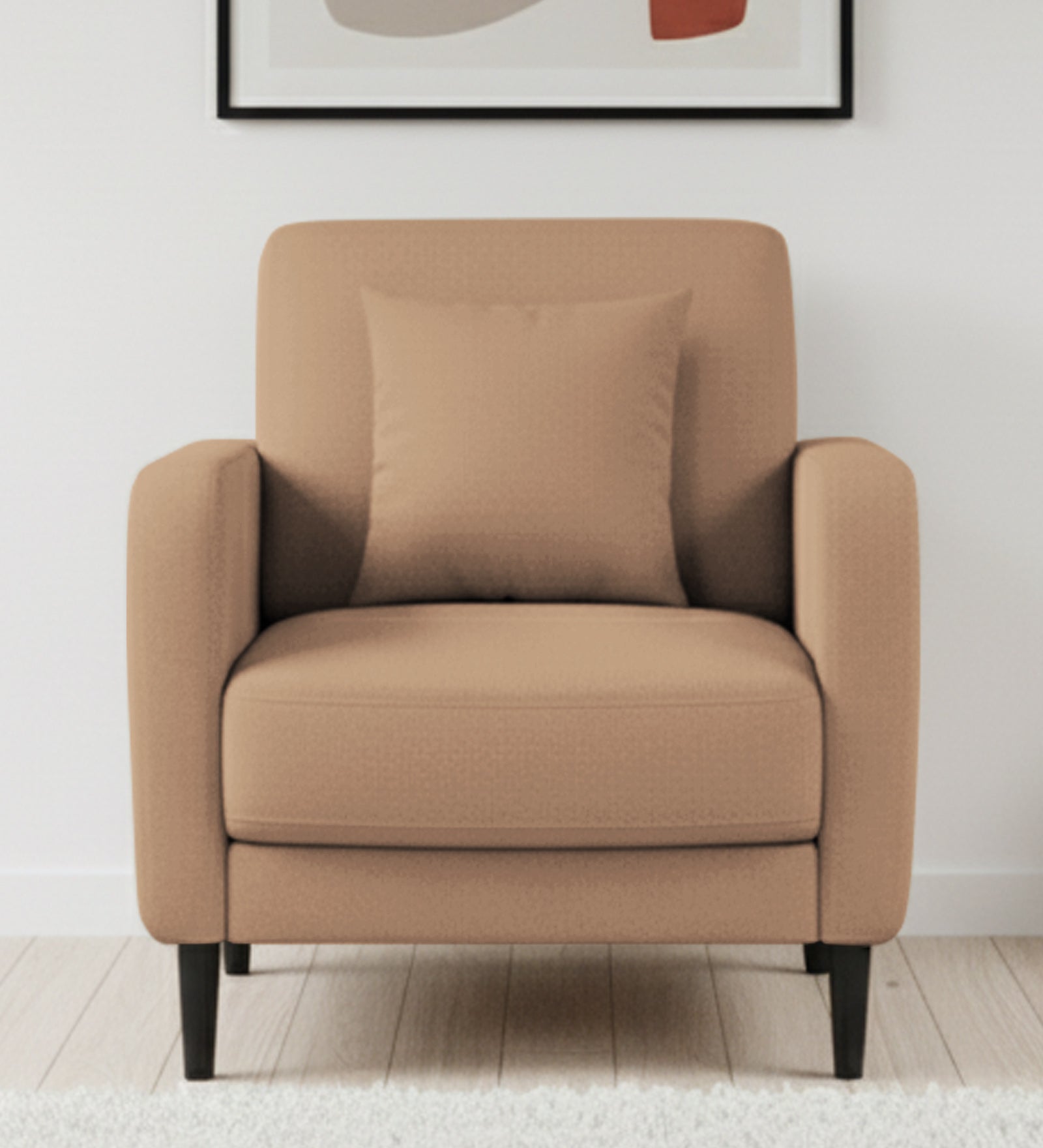 Marq Fabric 1 Seater Sofa In Cosmic Beige Colour