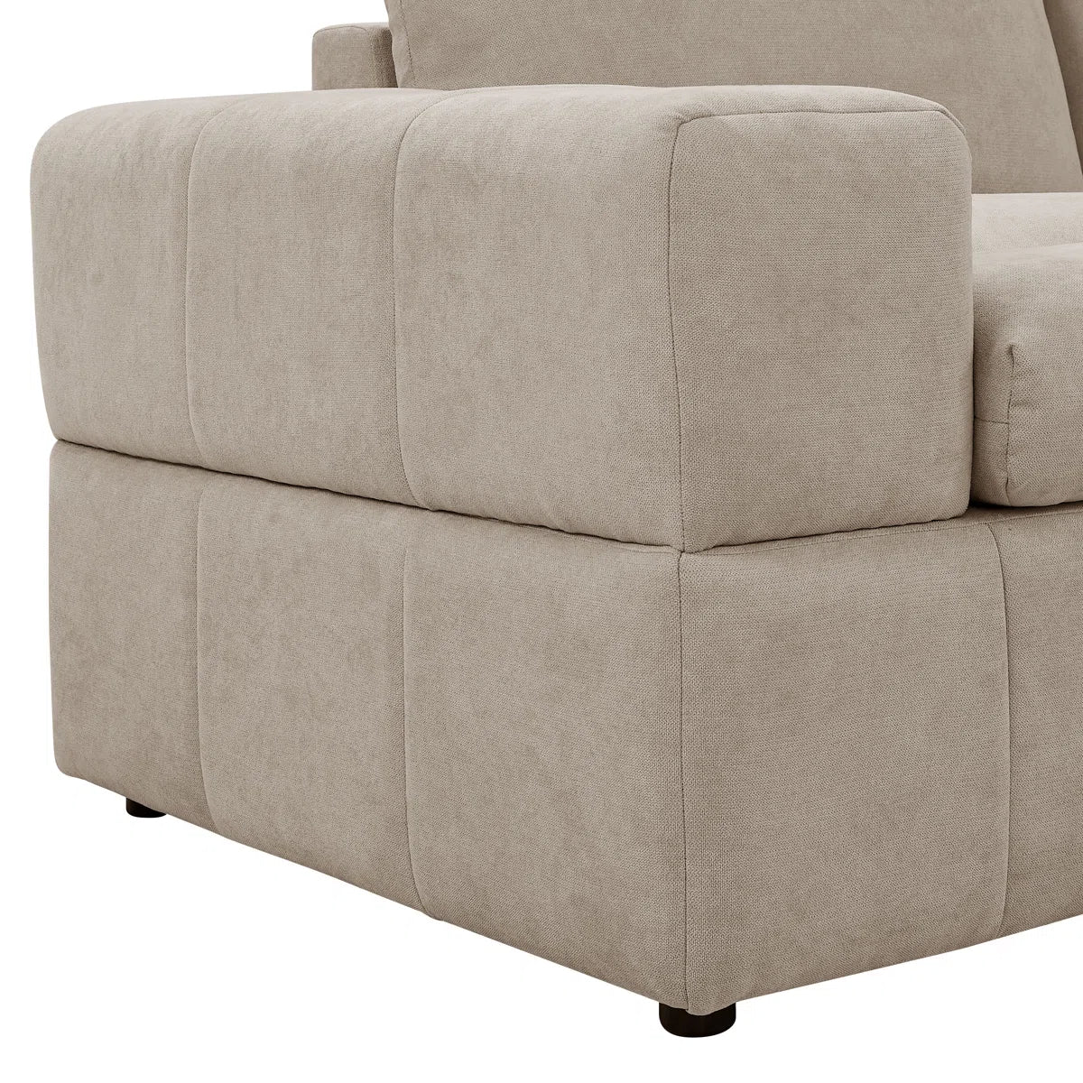 Marvel Fabric 6 Seater Modular Sectional Sofa With Reversible Ottomans In Cork Brown Colour