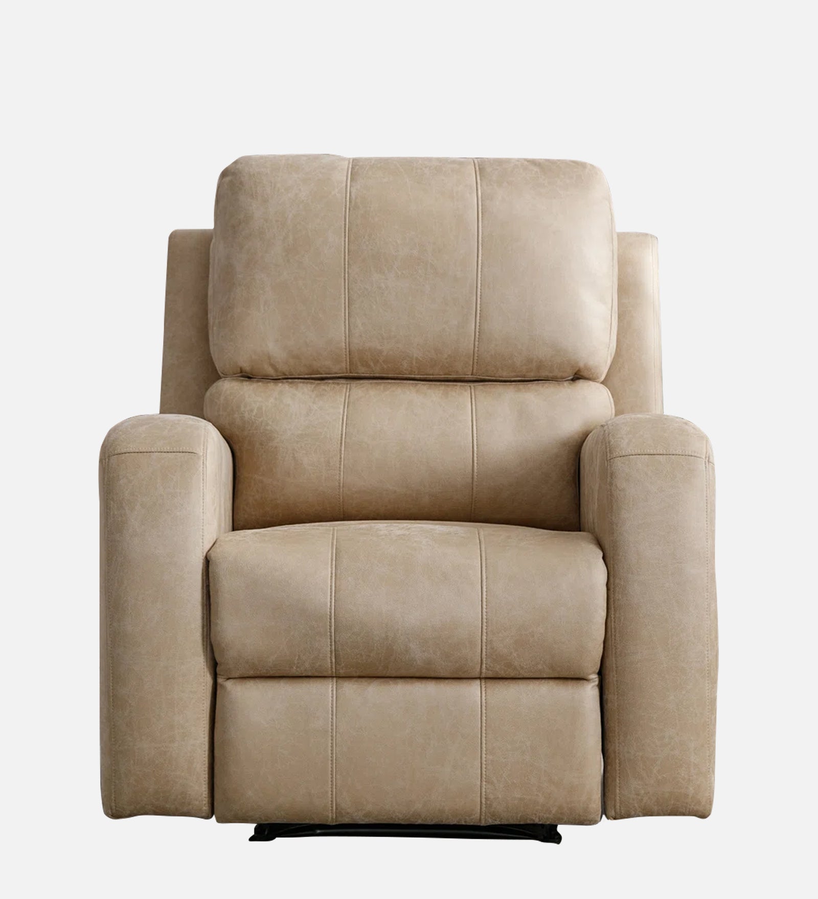Mason 1 Seater Motorized Leatherette Recliner - Beige - Front View by Febonic Living