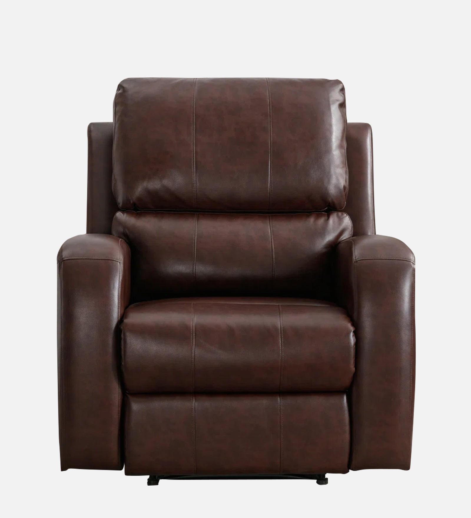 Mason 1 Seater Motorized Leatherette Recliner - Dark Brown - Front View by Febonic Living