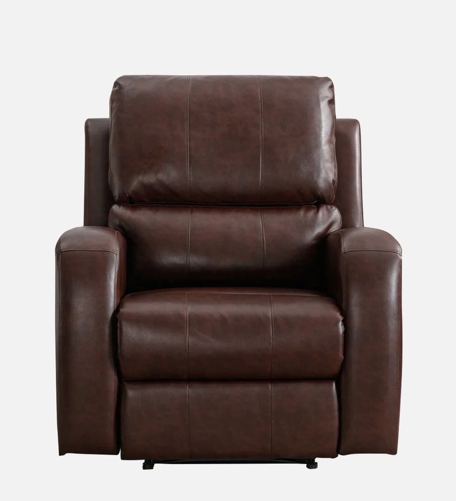 Mason 1 Seater Motorized Leatherette Recliner - Dark Brown - Front View by Febonic Living