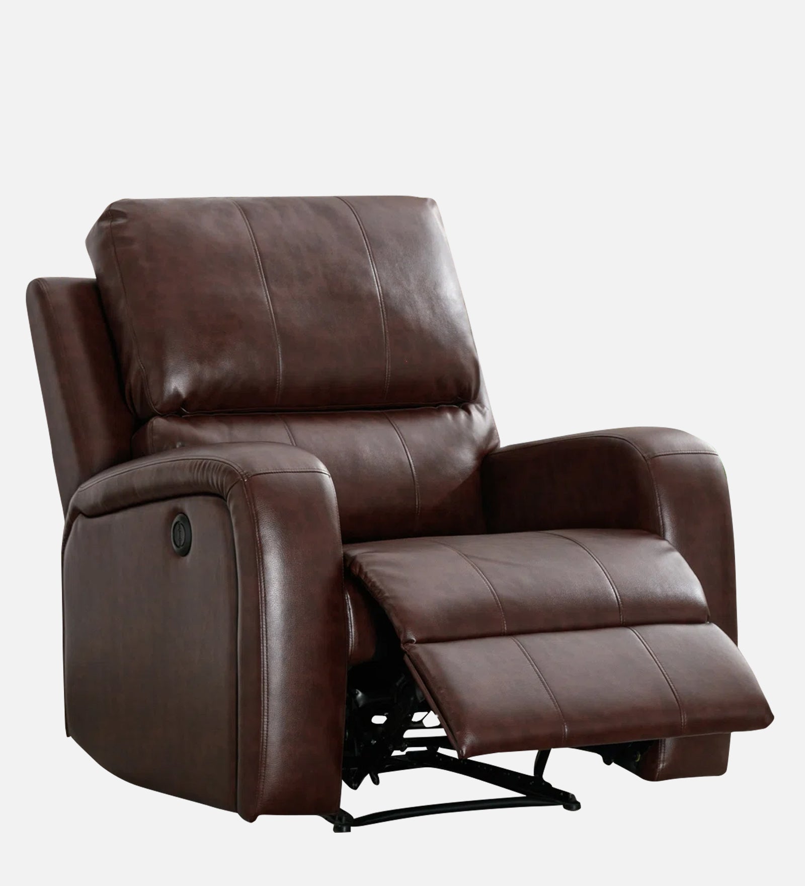 Mason 1 Seater Motorized Leatherette Recliner - Dark Brown - Side Reclined View by Febonic Living