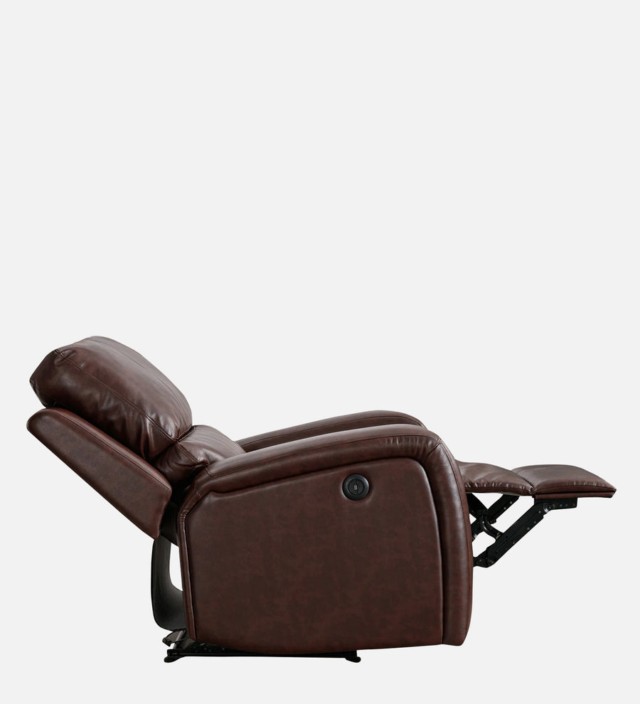 Mason 1 Seater Motorized Leatherette Recliner - Dark Brown - Side Reclined View 1 by Febonic Living