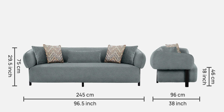 Matford Fabric 3 Seater Sofa In Ore Grey Colour - Febonic Living