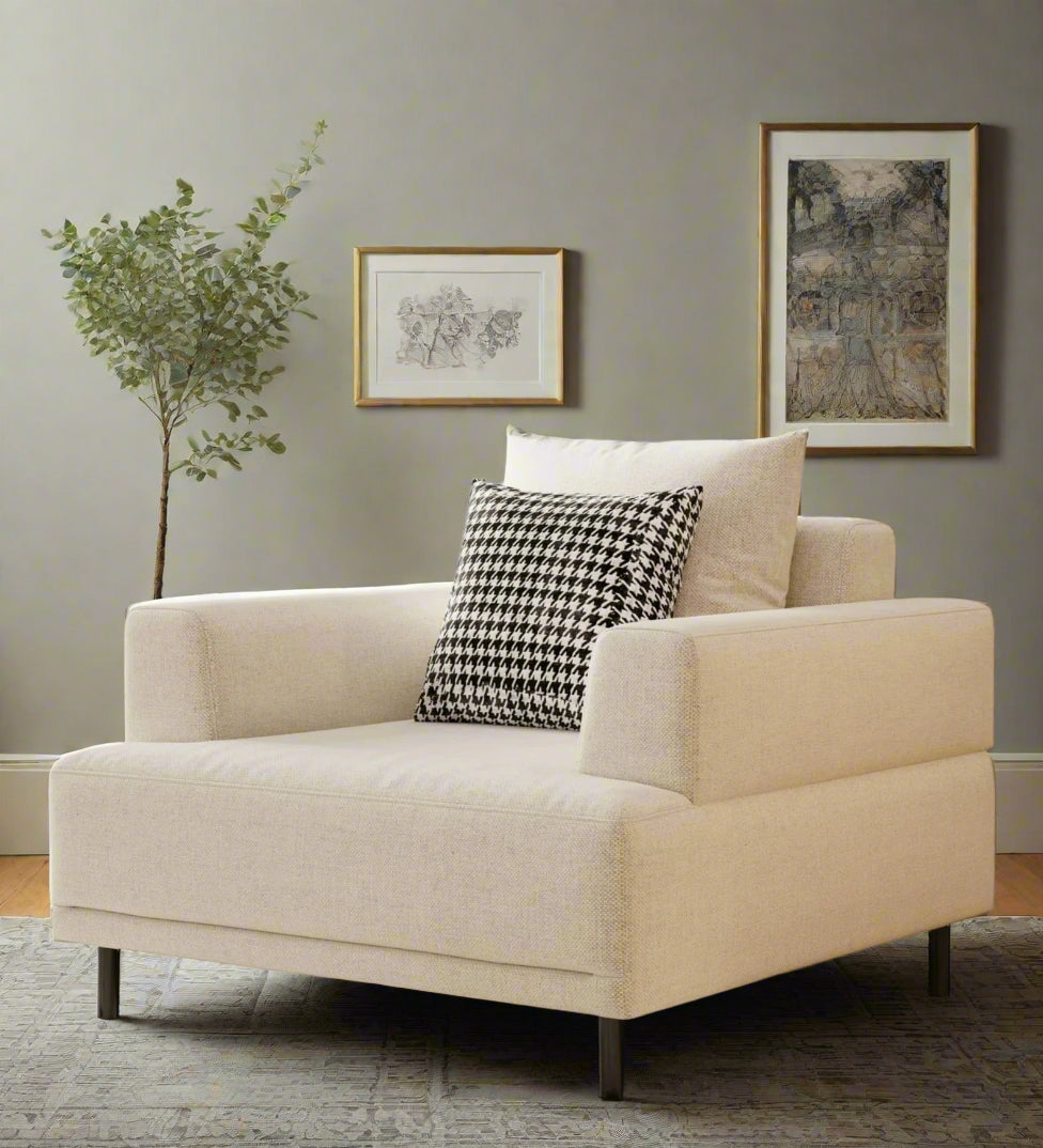 Matrix Fabric 1 Seater Sofa In Ivory Cream Colour