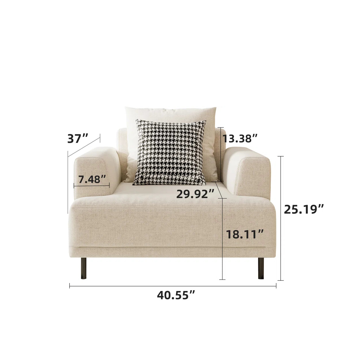 Matrix Fabric 1 Seater Sofa In Ivory Cream Colour