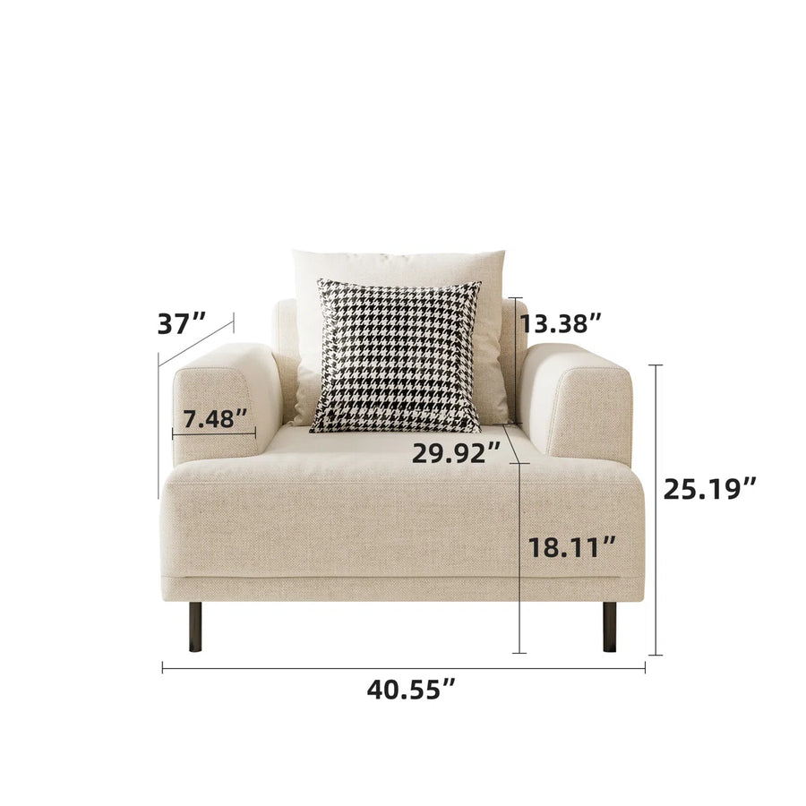 Matrix Fabric 1 Seater Sofa In Ivory Cream Colour - Febonic Living