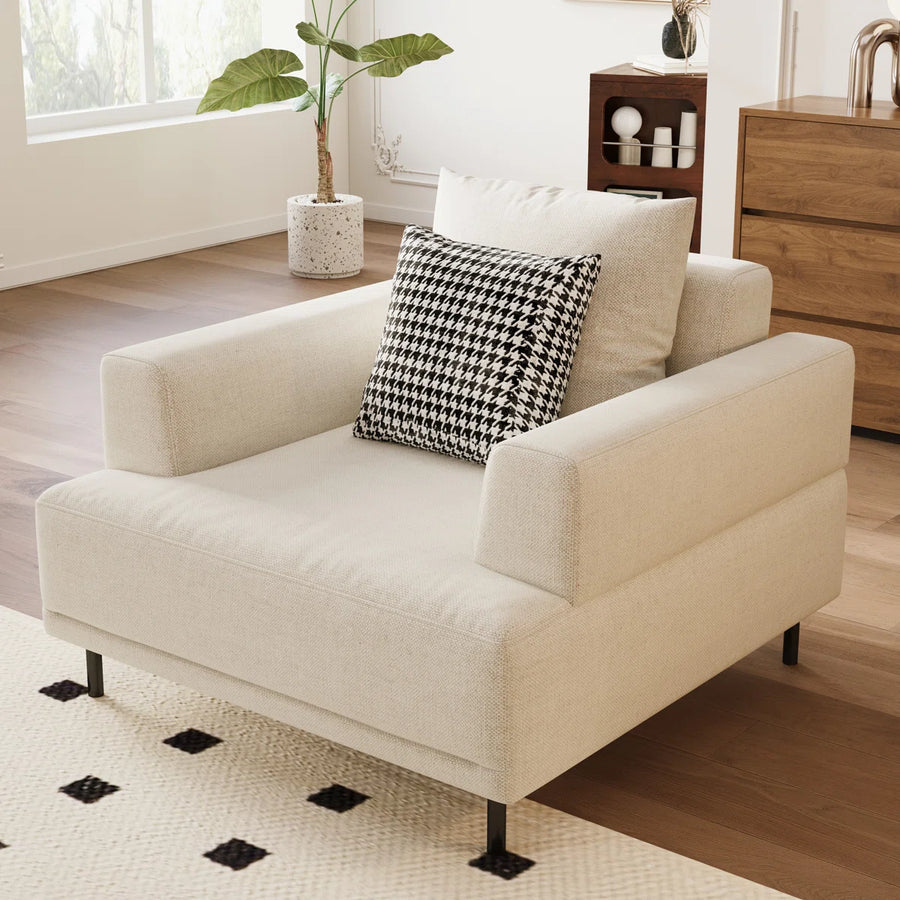 Matrix Fabric 1 Seater Sofa In Ivory Cream Colour - Febonic Living