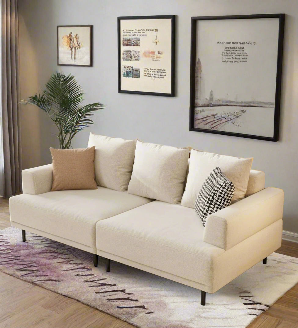 Matrix Fabric 2 Seater Sofa In Ivory Cream Colour