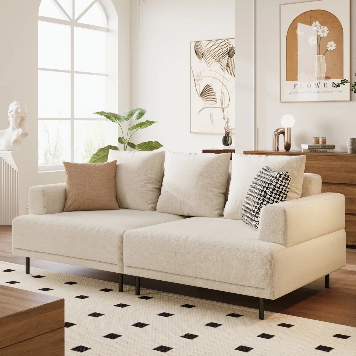 Matrix Fabric 2 Seater Sofa In Ivory Cream Colour