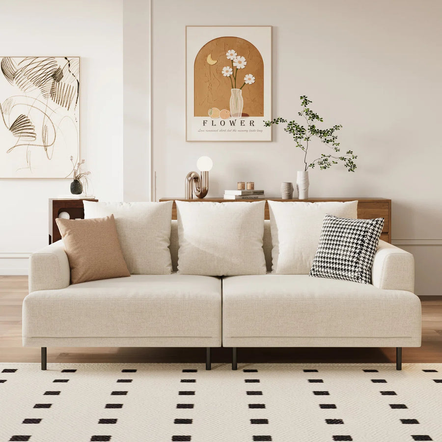 Matrix Fabric 2 Seater Sofa In Ivory Cream Colour - Febonic Living