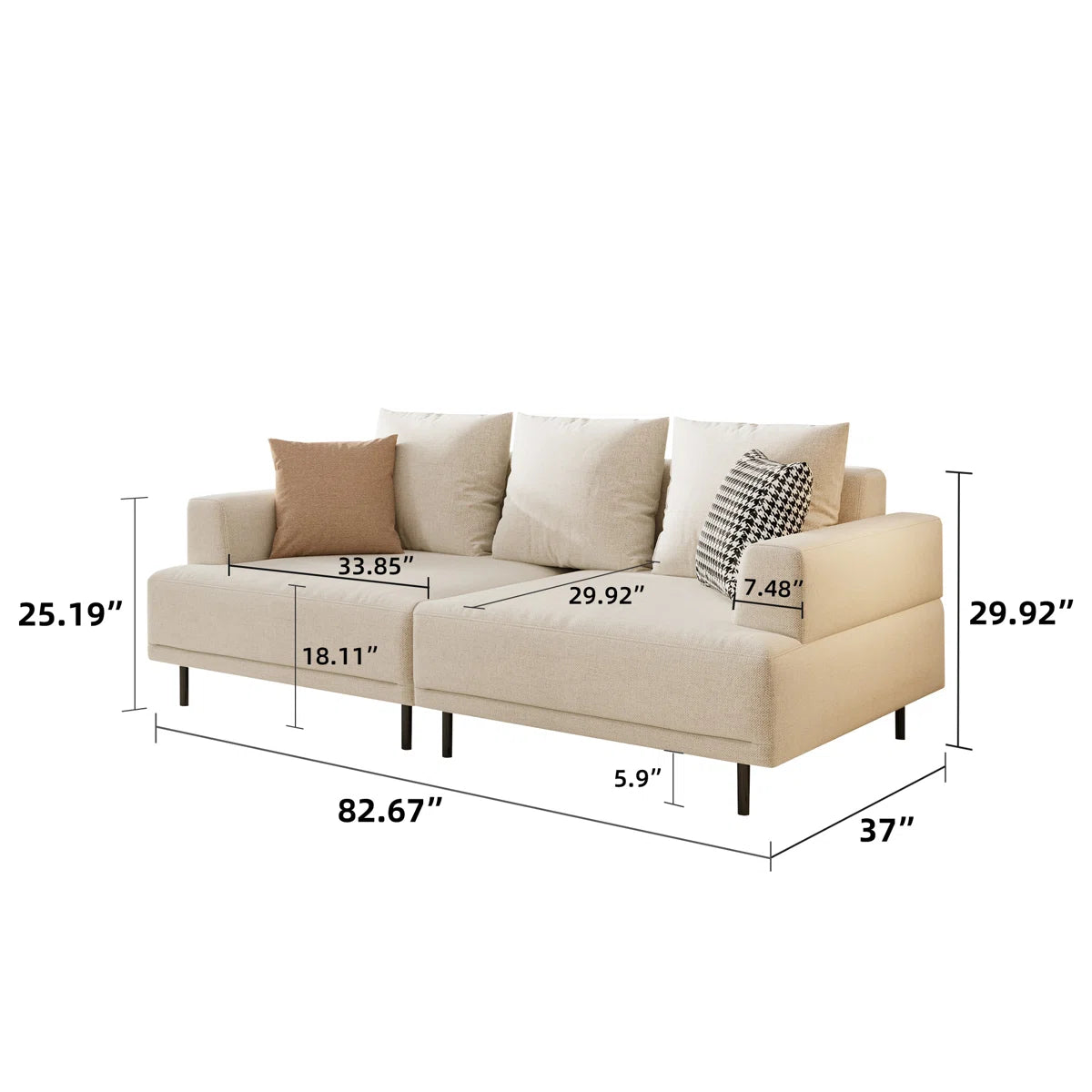 Matrix Fabric 2 Seater Sofa In Ivory Cream Colour