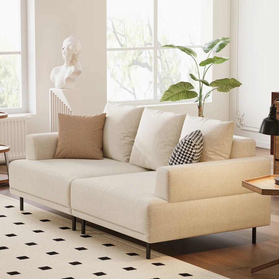 Matrix Fabric 2 Seater Sofa In Ivory Cream Colour - Febonic Living