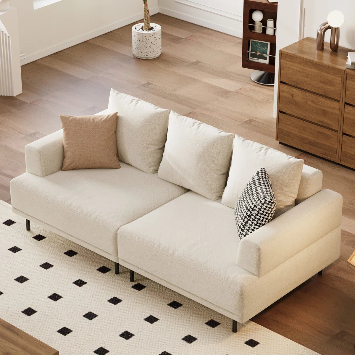 Matrix Fabric 2 Seater Sofa In Ivory Cream Colour