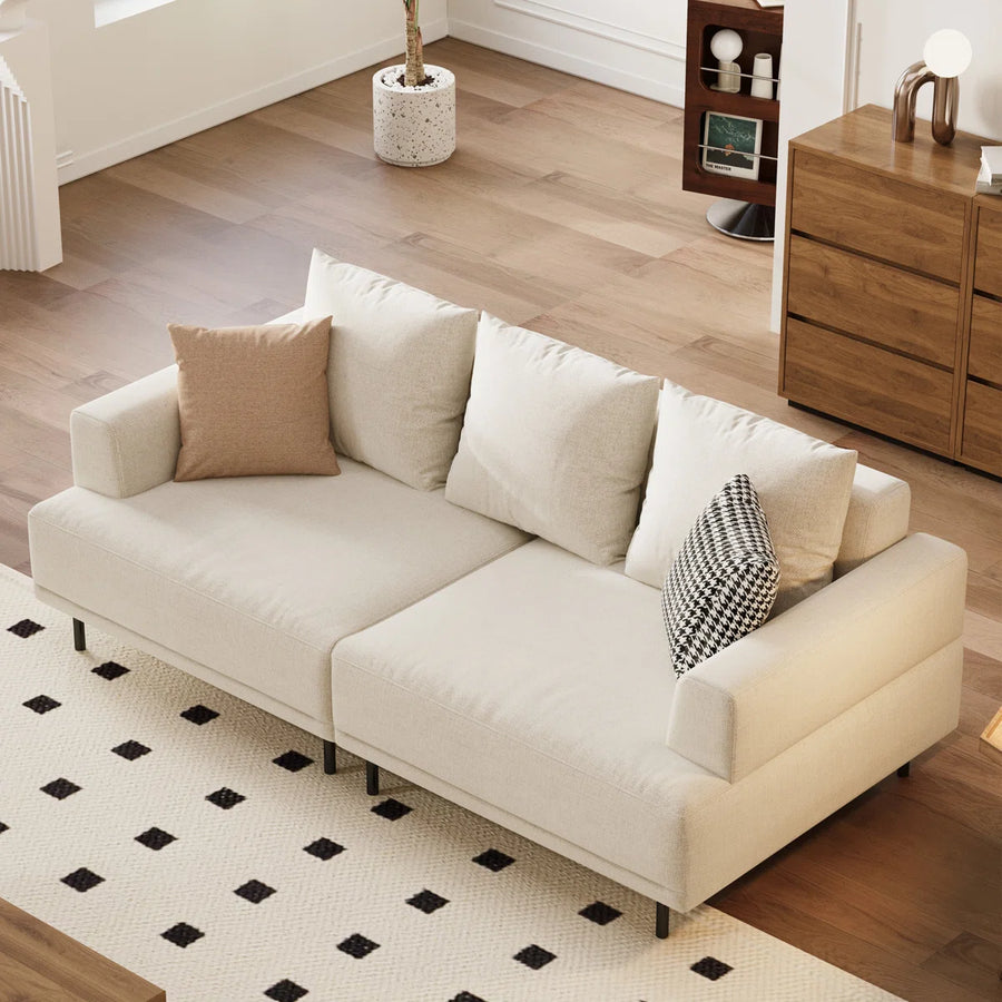 Matrix Fabric 2 Seater Sofa In Ivory Cream Colour - Febonic Living