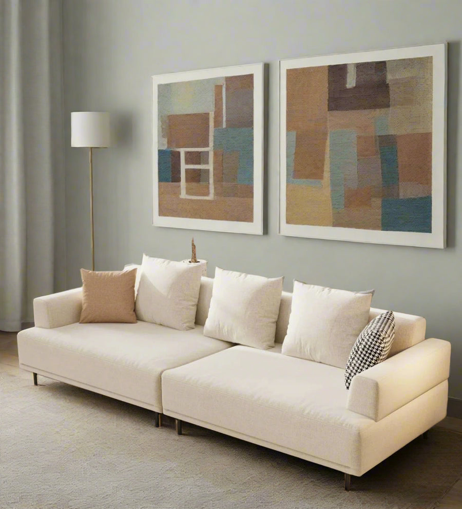 Matrix 3 Seater Fabric Sofa - Ivory Cream by Febonic Living