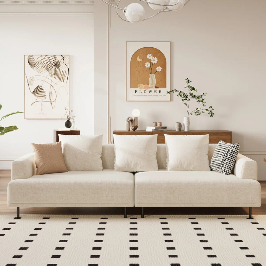 Matrix Fabric 3 Seater Sofa In Ivory Cream Colour - Febonic Living