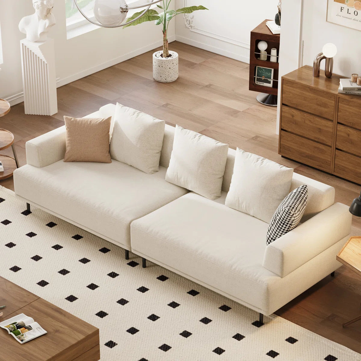 Matrix Fabric 3 Seater Sofa In Ivory Cream Colour