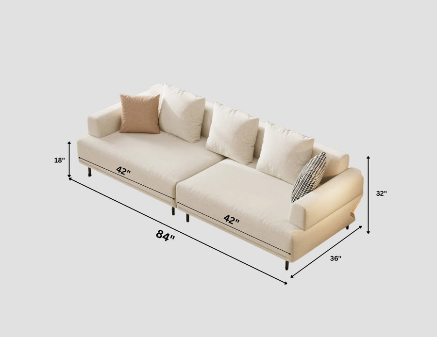 Matrix Fabric 3 Seater Sofa In Ivory Cream Colour - Febonic Living