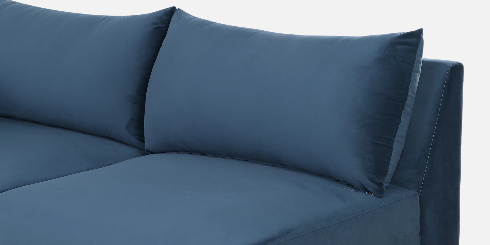 Mavrick Velvet LHS Sectional Sofa (2+Lounger) In Imperial Blue Colour With Ottoman
