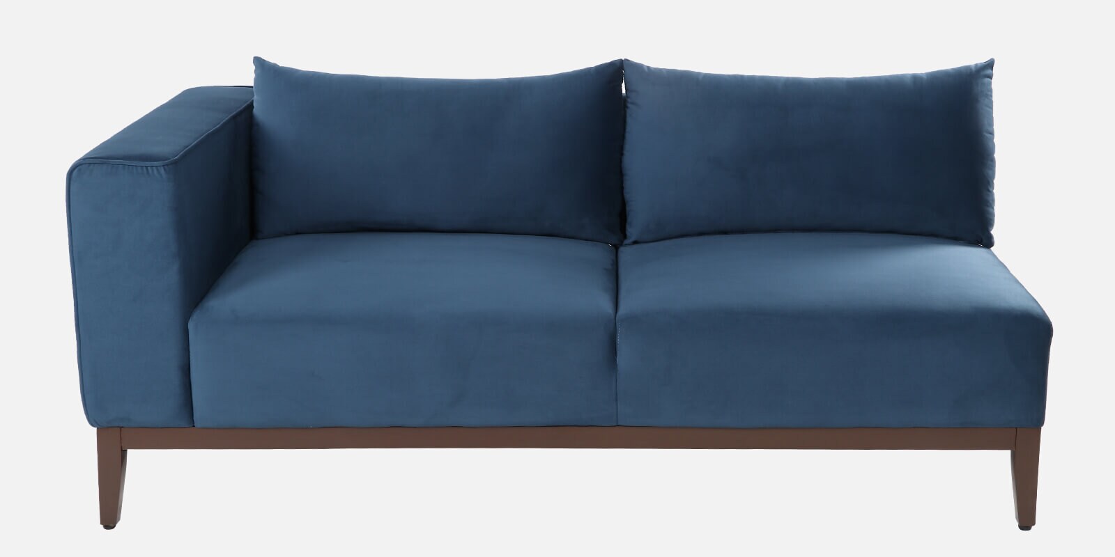 Mavrick Velvet LHS Sectional Sofa (2+Lounger) In Imperial Blue Colour With Ottoman