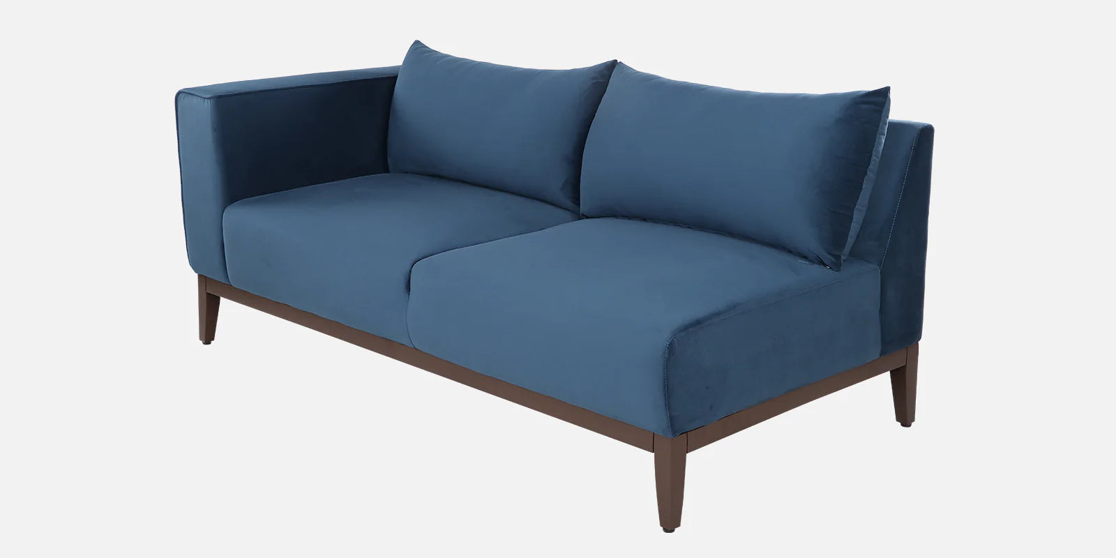Mavrick Velvet LHS Sectional Sofa (2+Lounger) In Imperial Blue Colour With Ottoman