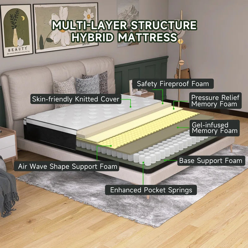 Hybrid 12 Inch Pocket Spring King Size Mattress
