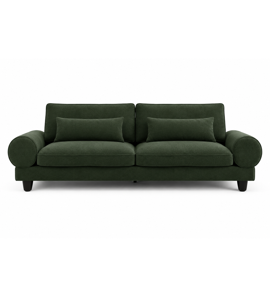 Megan 3 Seater Sofa Dark Green - Front View by Febonic Living