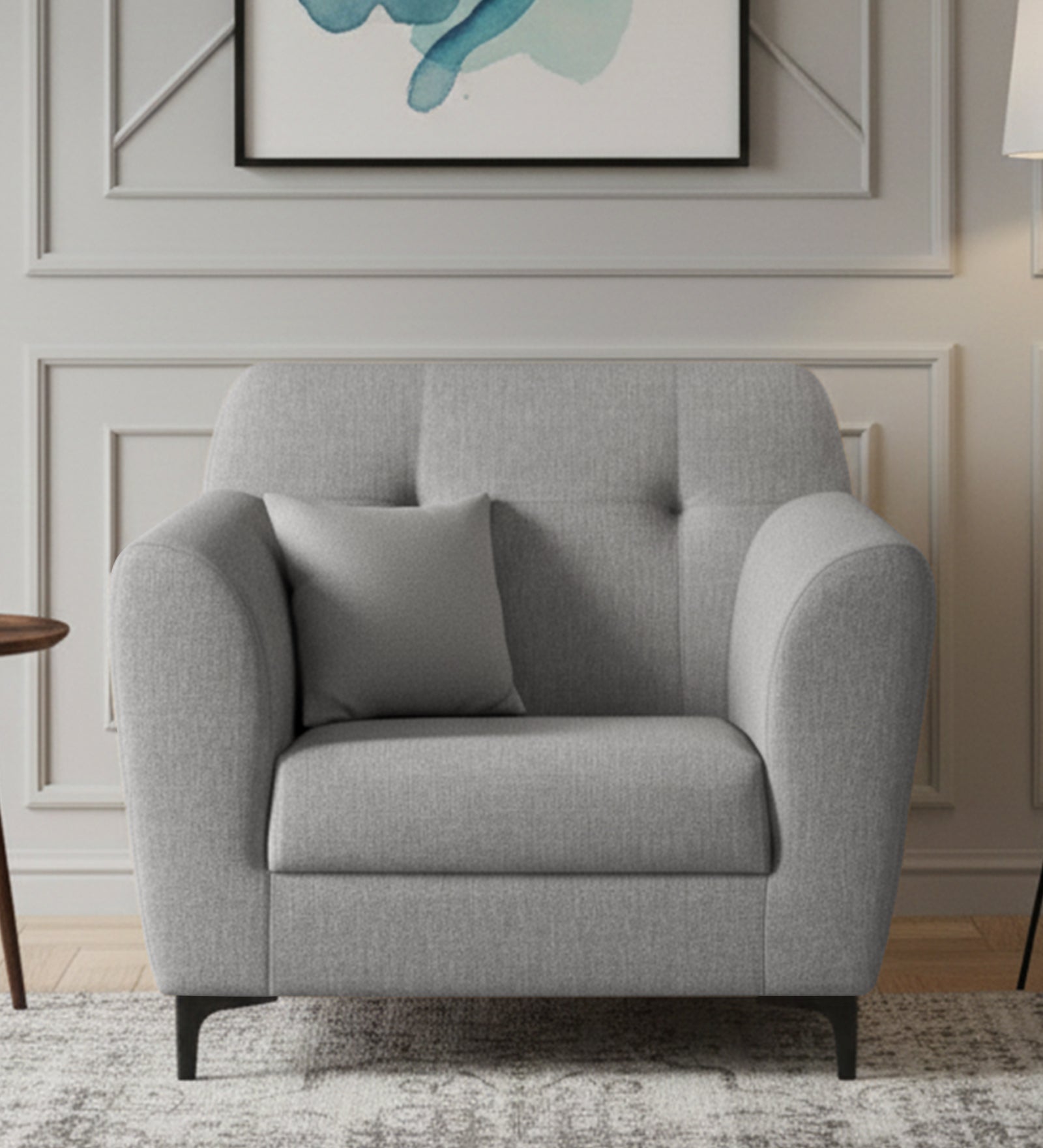 Melaan  1 Seater Fabric Sofa - Lit Grey by Febonic Living