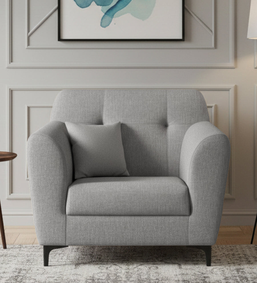 Melaan  1 Seater Fabric Sofa - Lit Grey by Febonic Living
