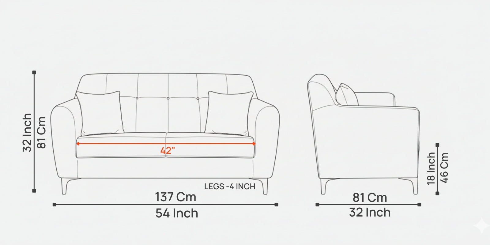 Melaan Fabric 2 Seater Sofa In Bold Yellow Colour - Febonic Living