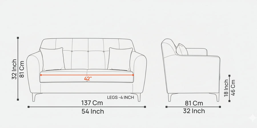 Melaan Fabric 2 Seater Sofa In Bold Yellow Colour - Febonic Living