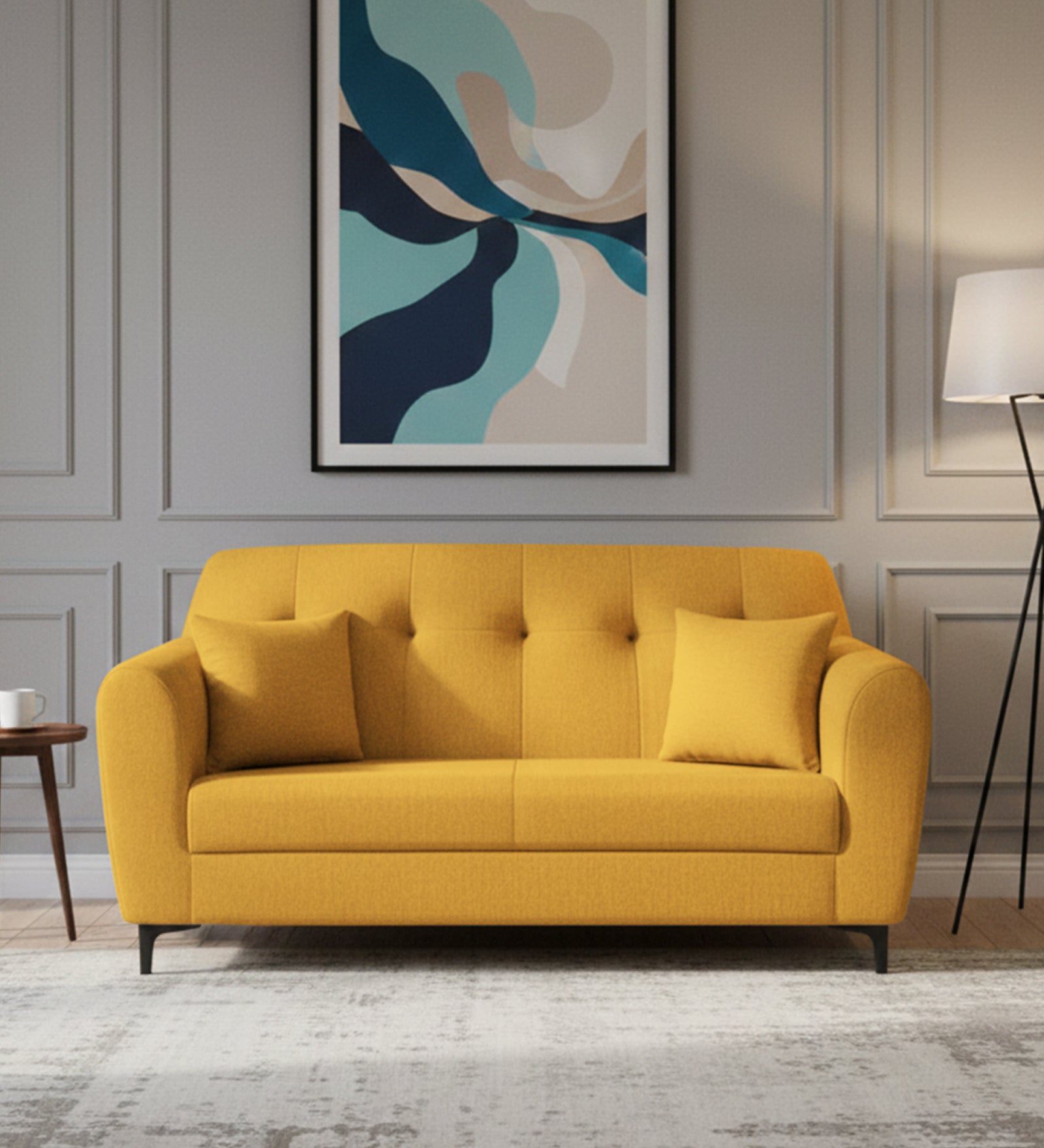 Melaan  2 Seater Fabric Sofa - Bold Yellow by Febonic Living