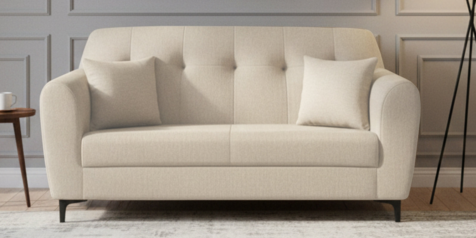 Melaan Fabric 2 Seater Sofa In Ivory cream Colour